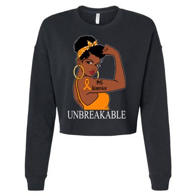Ms Warrior Unbreakable Multiple Sclerosis Awareness Black Women Cropped Pullover Crew