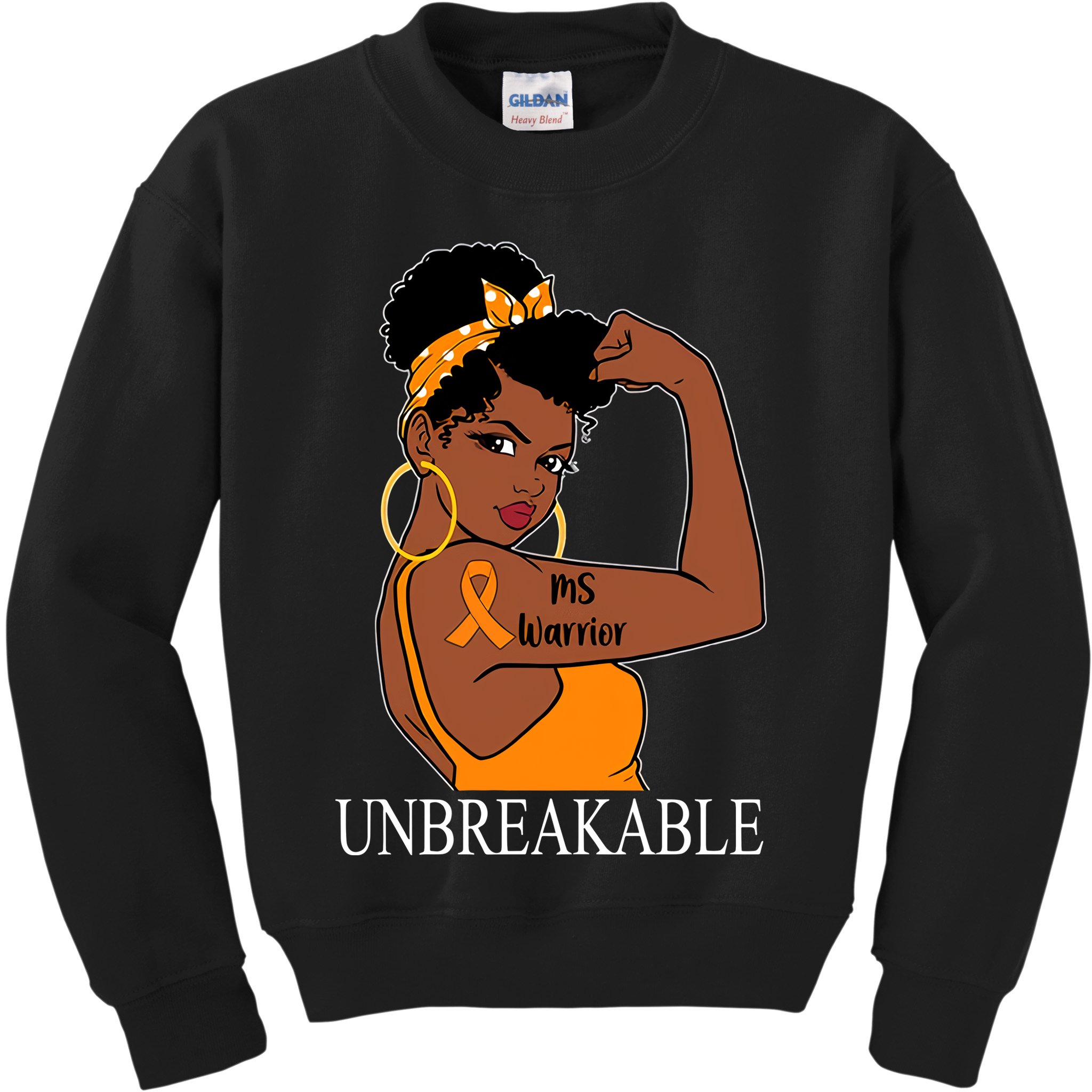 Ms Warrior Unbreakable Multiple Sclerosis Awareness Black Women Kids Sweatshirt