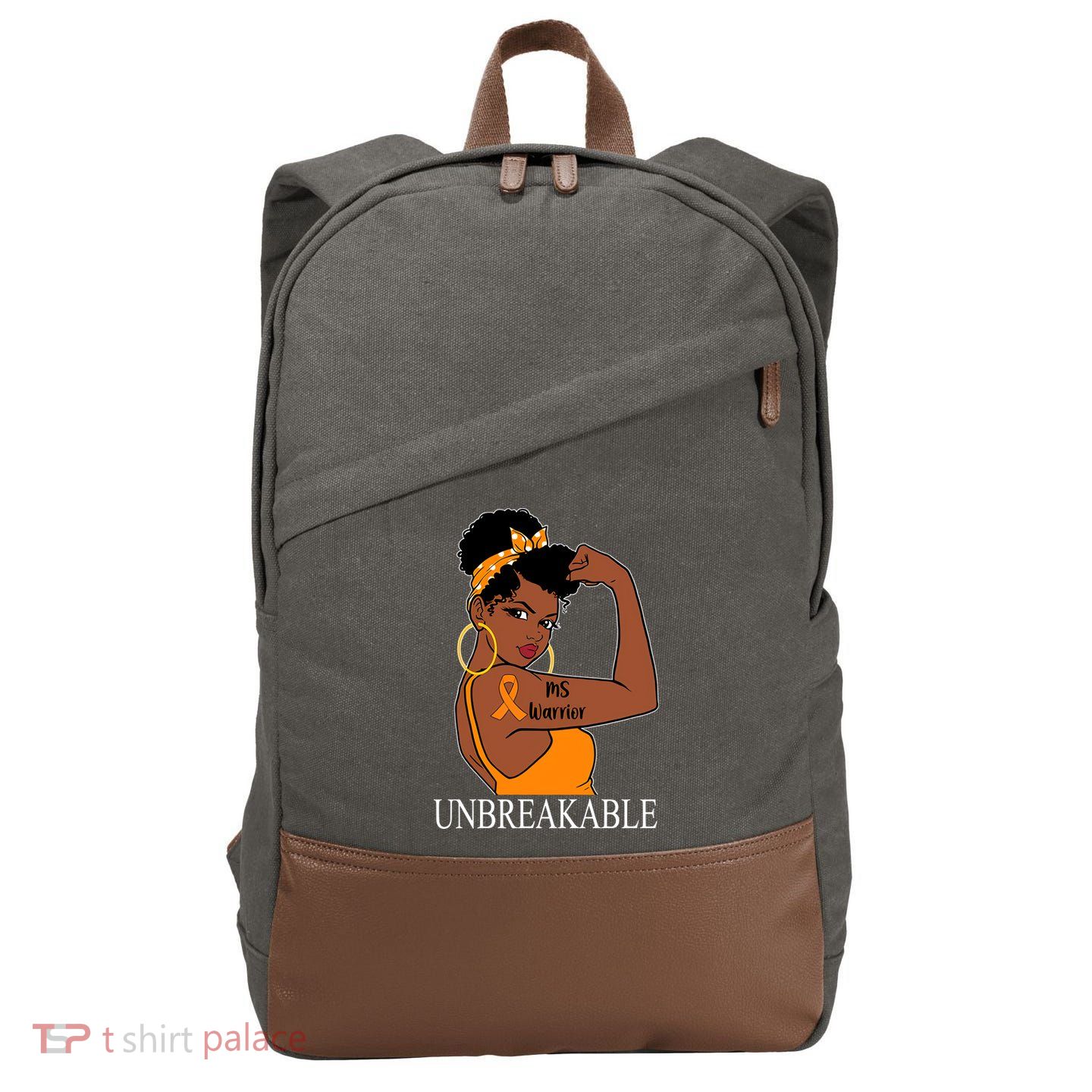 Ms Warrior Unbreakable Multiple Sclerosis Awareness Black Women Cotton Canvas Backpack