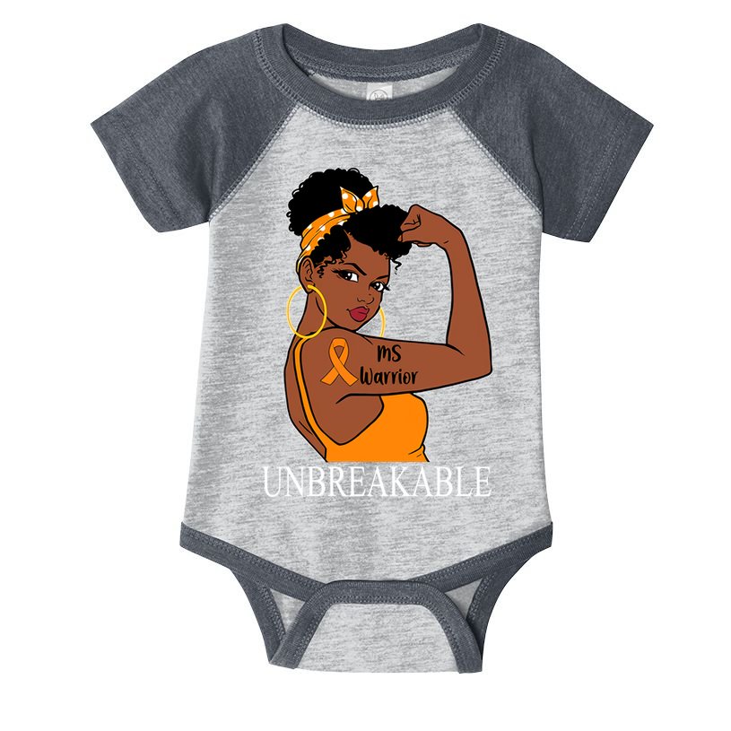 Ms Warrior Unbreakable Multiple Sclerosis Awareness Black Women Infant Baby Jersey Bodysuit