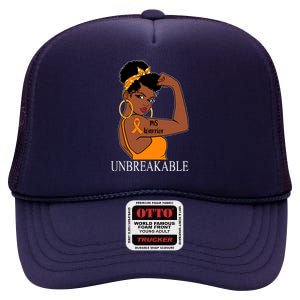 Ms Warrior Unbreakable Multiple Sclerosis Awareness Black Women High Crown Mesh Back Trucker Hat