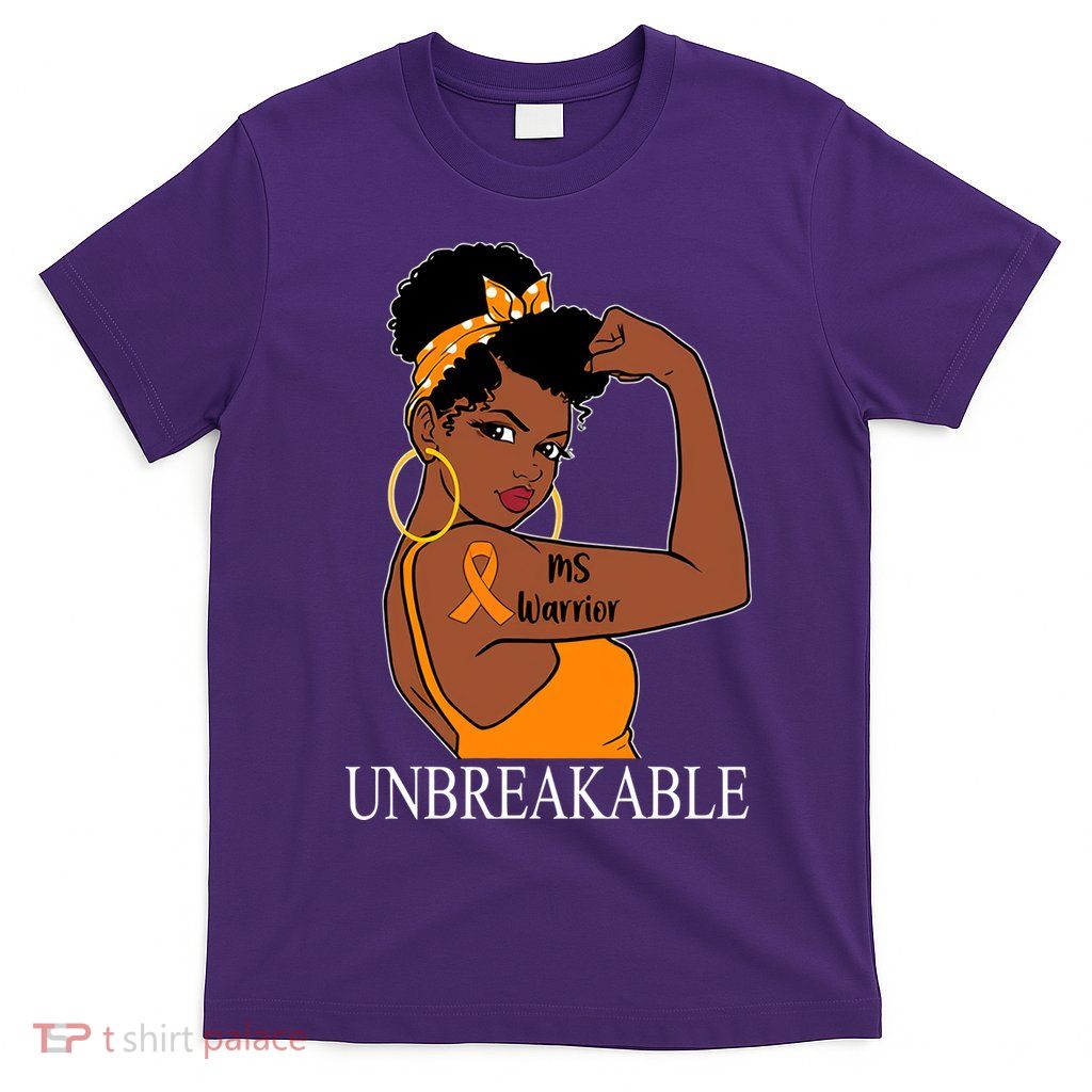 Ms Warrior Unbreakable Multiple Sclerosis Awareness Black Women T-Shirt