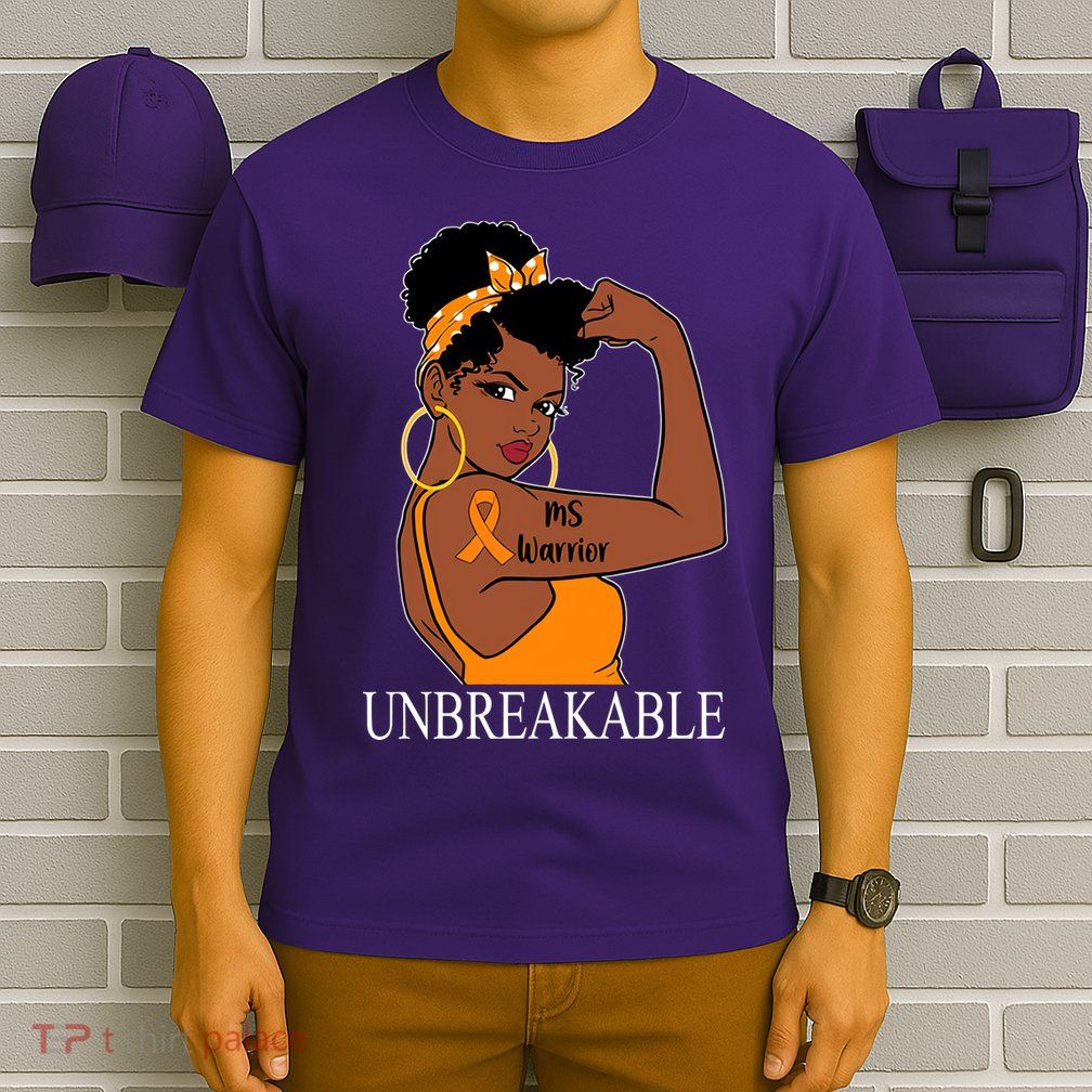 Ms Warrior Unbreakable Multiple Sclerosis Awareness Black Women T-Shirt