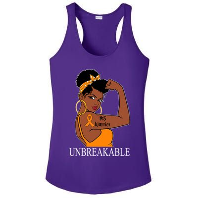 Ms Warrior Unbreakable Multiple Sclerosis Awareness Black Women Ladies PosiCharge Competitor Racerback Tank