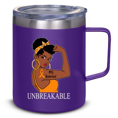 Ms Warrior Unbreakable Multiple Sclerosis Awareness Black Women 12oz Stainless Steel Coffee Mug