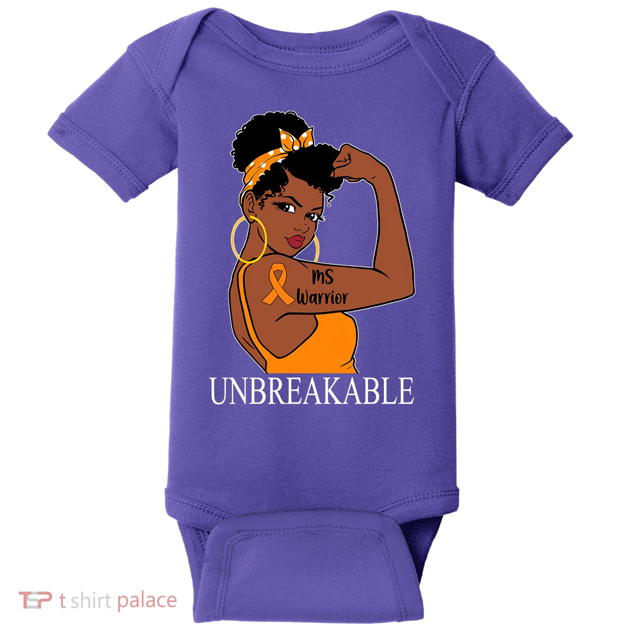 Ms Warrior Unbreakable Multiple Sclerosis Awareness Black Women Baby Bodysuit