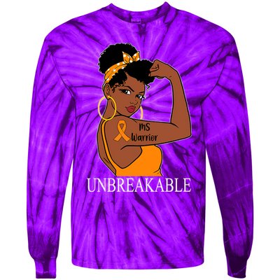 Ms Warrior Unbreakable Multiple Sclerosis Awareness Black Women Tie-Dye Long Sleeve Shirt