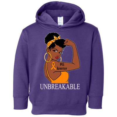 Ms Warrior Unbreakable Multiple Sclerosis Awareness Black Women Toddler Hoodie
