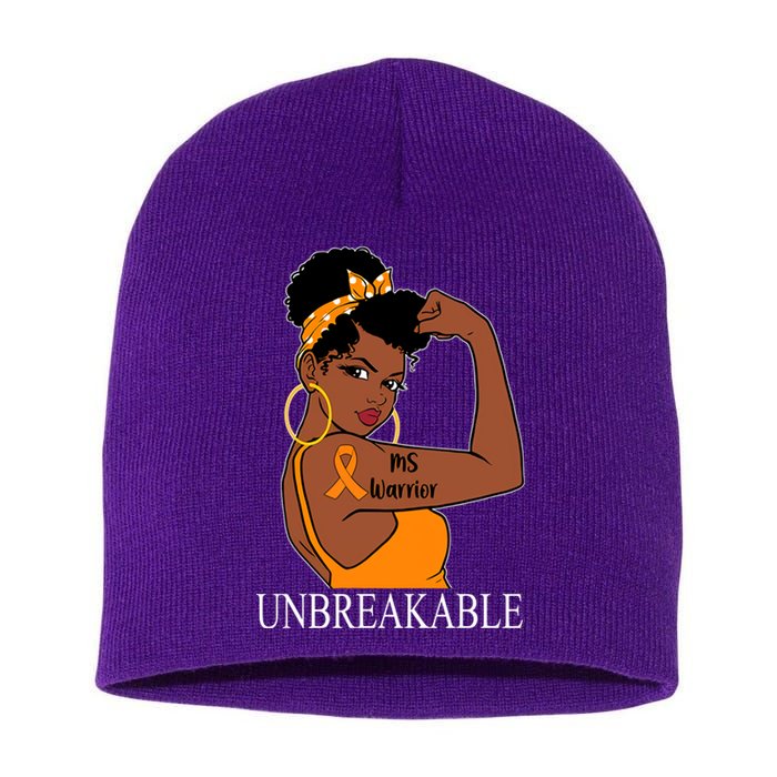 Ms Warrior Unbreakable Multiple Sclerosis Awareness Black Women Short Acrylic Beanie