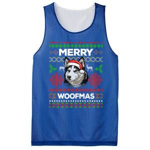 Merry Woofmas Ugly Sweater Christmas Siberian Husky Lover Gift Mesh Reversible Basketball Jersey Tank