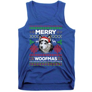 Merry Woofmas Ugly Sweater Christmas Siberian Husky Lover Gift Tank Top