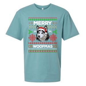 Merry Woofmas Ugly Sweater Christmas Siberian Husky Lover Gift Sueded Cloud Jersey T-Shirt