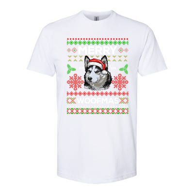 Merry Woofmas Ugly Sweater Christmas Siberian Husky Lover Gift Softstyle CVC T-Shirt