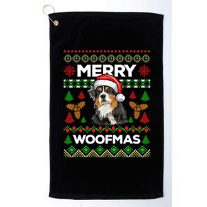 Merry Woofmas Ugly Sweater Christmas Australian Shepherd Gift Platinum Collection Golf Towel