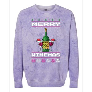 Merry Winemas Ugly Christmas Fun Gift Colorblast Crewneck Sweatshirt