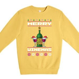 Merry Winemas Ugly Christmas Fun Gift Premium Crewneck Sweatshirt