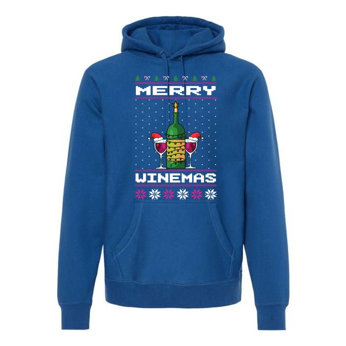 Merry Winemas Ugly Christmas Fun Gift Premium Hoodie