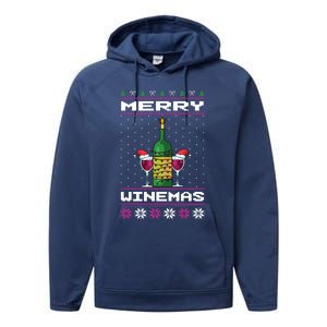 Merry Winemas Ugly Christmas Fun Gift Performance Fleece Hoodie