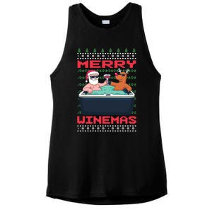 Merry Winemas Ugly Christmas Gift Ladies PosiCharge Tri-Blend Wicking Tank