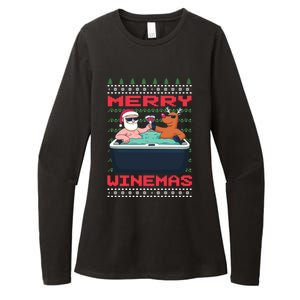 Merry Winemas Ugly Christmas Gift Womens CVC Long Sleeve Shirt