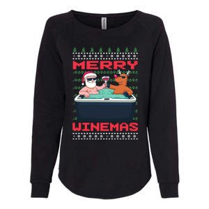 Merry Winemas Ugly Christmas Gift Womens California Wash Sweatshirt