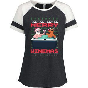 Merry Winemas Ugly Christmas Gift Enza Ladies Jersey Colorblock Tee