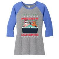 Merry Winemas Ugly Christmas Gift Women's Tri-Blend 3/4-Sleeve Raglan Shirt