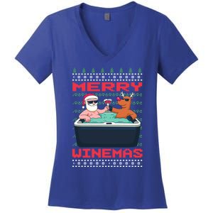 Merry Winemas Ugly Christmas Gift Women's V-Neck T-Shirt