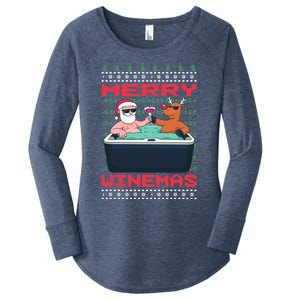 Merry Winemas Ugly Christmas Gift Women's Perfect Tri Tunic Long Sleeve Shirt