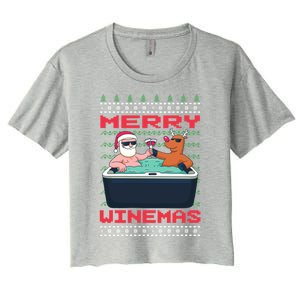 Merry Winemas Ugly Christmas Gift Women's Crop Top Tee