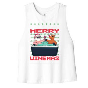 Merry Winemas Ugly Christmas Gift Women's Racerback Cropped Tank