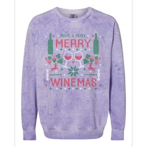 Merry Winemas Ugly Christmas Party Wine Lover Gift Great Gift Colorblast Crewneck Sweatshirt