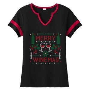 Merry Winemas Ugly Christmas Party Wine Lover Gift Great Gift Ladies Halftime Notch Neck Tee