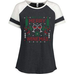 Merry Winemas Ugly Christmas Party Wine Lover Gift Great Gift Enza Ladies Jersey Colorblock Tee