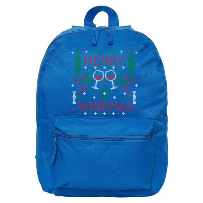 Merry Winemas Ugly Christmas Party Wine Lover Gift Great Gift 16 in Basic Backpack