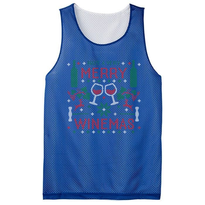 Merry Winemas Ugly Christmas Party Wine Lover Gift Great Gift Mesh Reversible Basketball Jersey Tank