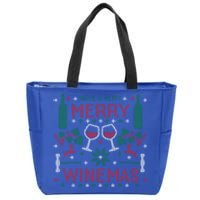 Merry Winemas Ugly Christmas Party Wine Lover Gift Great Gift Zip Tote Bag