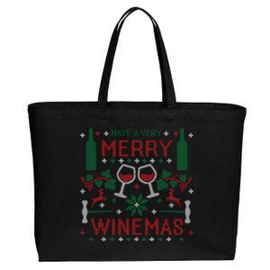 Merry Winemas Ugly Christmas Party Wine Lover Gift Great Gift Cotton Canvas Jumbo Tote