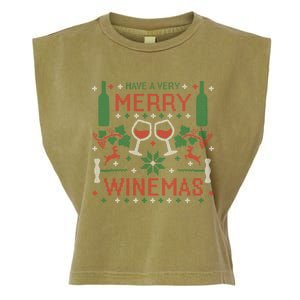 Merry Winemas Ugly Christmas Party Wine Lover Gift Great Gift Garment-Dyed Women's Muscle Tee