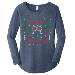 Merry Winemas Ugly Christmas Party Wine Lover Gift Great Gift Women's Perfect Tri Tunic Long Sleeve Shirt