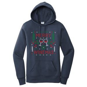 Merry Winemas Ugly Christmas Party Wine Lover Gift Great Gift Women's Pullover Hoodie