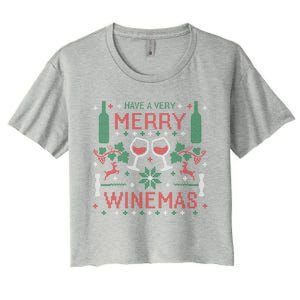 Merry Winemas Ugly Christmas Party Wine Lover Gift Great Gift Women's Crop Top Tee