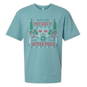 Merry Winemas Ugly Christmas Party Wine Lover Gift Great Gift Sueded Cloud Jersey T-Shirt