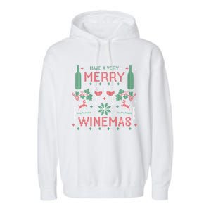 Merry Winemas Ugly Christmas Party Wine Lover Gift Great Gift Garment-Dyed Fleece Hoodie