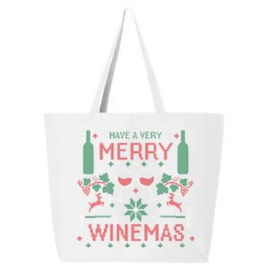 Merry Winemas Ugly Christmas Party Wine Lover Gift Great Gift 25L Jumbo Tote