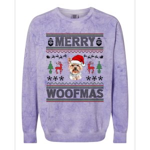 Merry Woofmas Ugly Christmas Yorkie Xmas Party Gift Colorblast Crewneck Sweatshirt