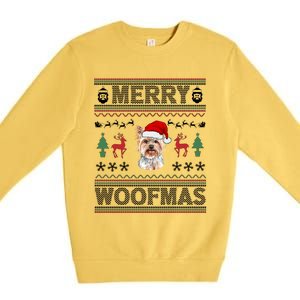 Merry Woofmas Ugly Christmas Yorkie Xmas Party Gift Premium Crewneck Sweatshirt