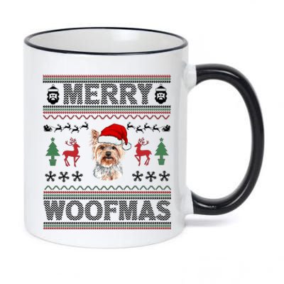 Merry Woofmas Ugly Christmas Yorkie Xmas Party Gift 11oz Black Color Changing Mug