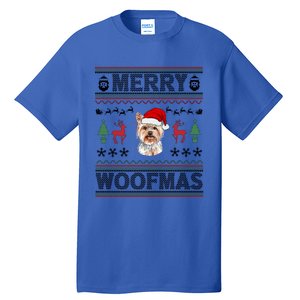 Merry Woofmas Ugly Christmas Yorkie Xmas Party Gift Tall T-Shirt