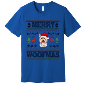 Merry Woofmas Ugly Christmas Yorkie Xmas Party Gift Premium T-Shirt